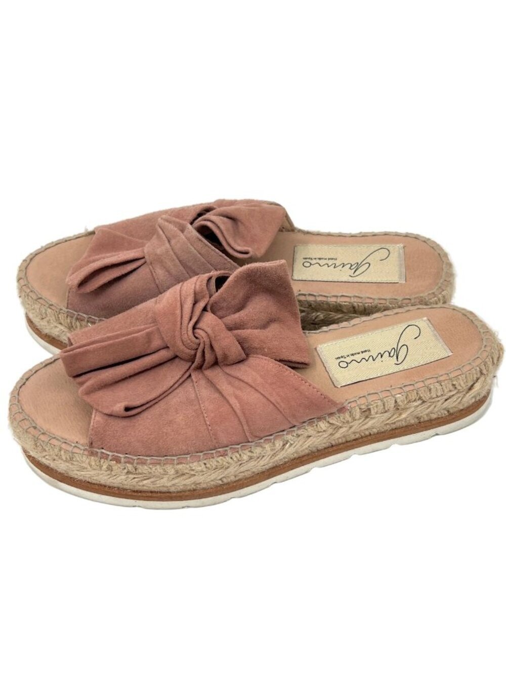 Gaimo Leather Bow Platform Espadrille Sandals
